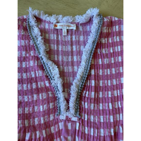 Jude Connally Larissa dress gingham plaid Micro Pleated Boho Fairy Oversized M - Picture 4 of 12